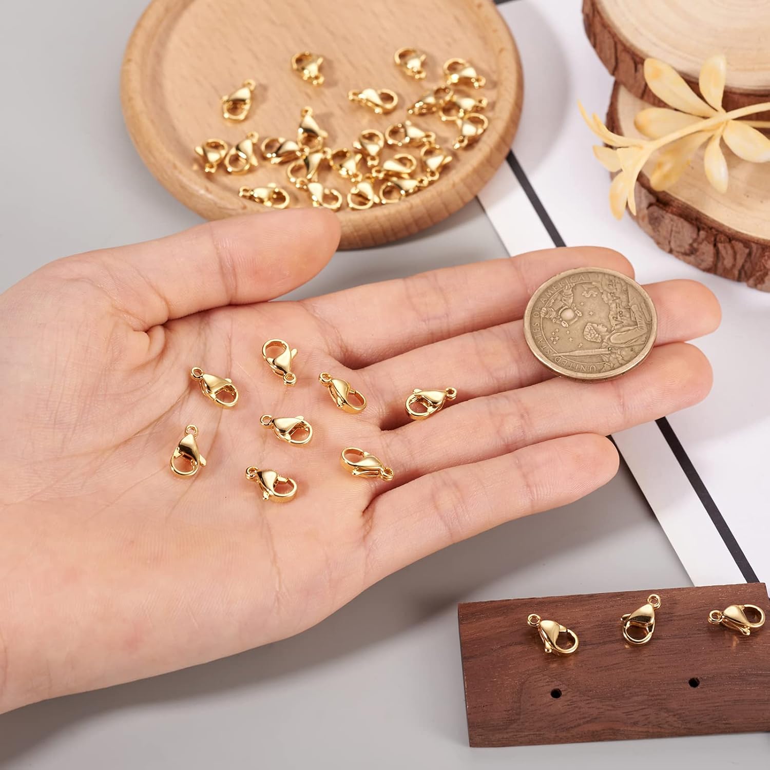 Pandahall 100Pcs 304 Stainless Steel Lobster Claw Clasps Real 18K Gold Plated 11x7x3.5mm Polishing Jewelry Clasps Connectors for Bracelet Necklace Jewelry Making - Image 6