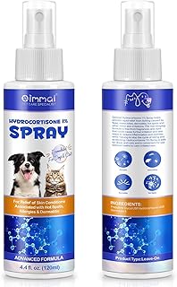 Pet Hydrocortisone Spray for Dogs & Cats 120ml (2 Pack), Natural Soothes Hot Spots, Rashes & Skin Irritations, Reduces Top...