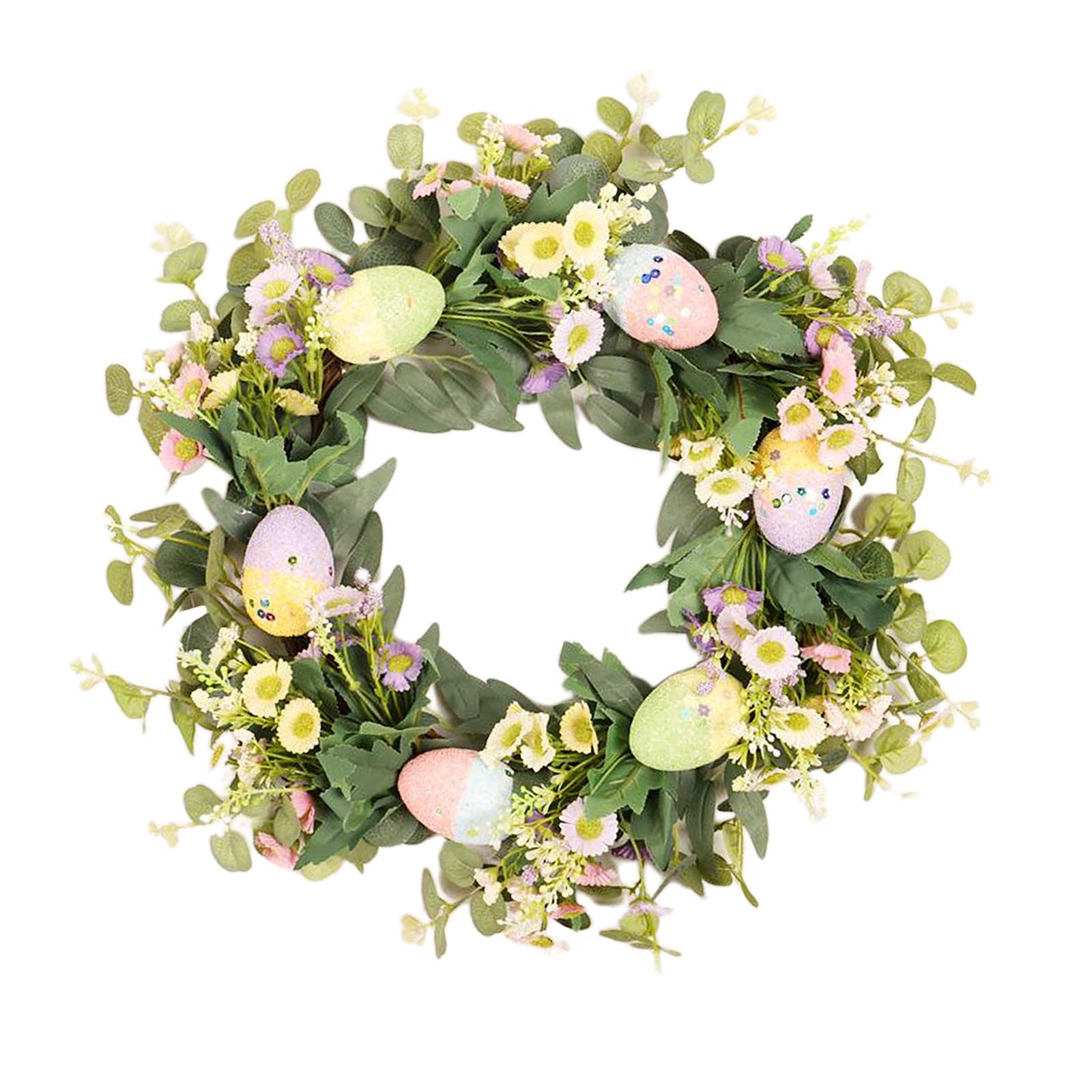 Ghirlanda Pasquale Corona Fiori Artificiale Margherita Rotonda Fatto a Mano Ghirlanda Sospesa per Porta Parete Camera da Letto Cucina