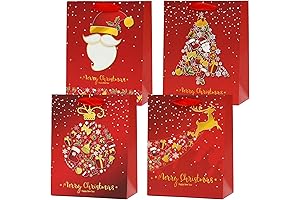 XL Christmas Gift Bags for Presents: 4 Pack 17" Eisyaa Heavyweight Reusable...