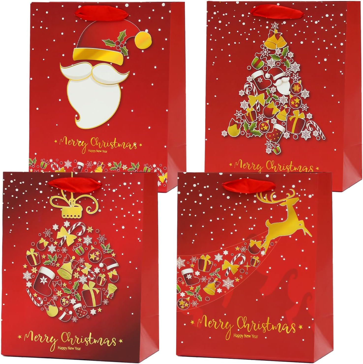 Eisyaa Christmas Gift Bags Bulk, 4 Pack 17” Extra Large
