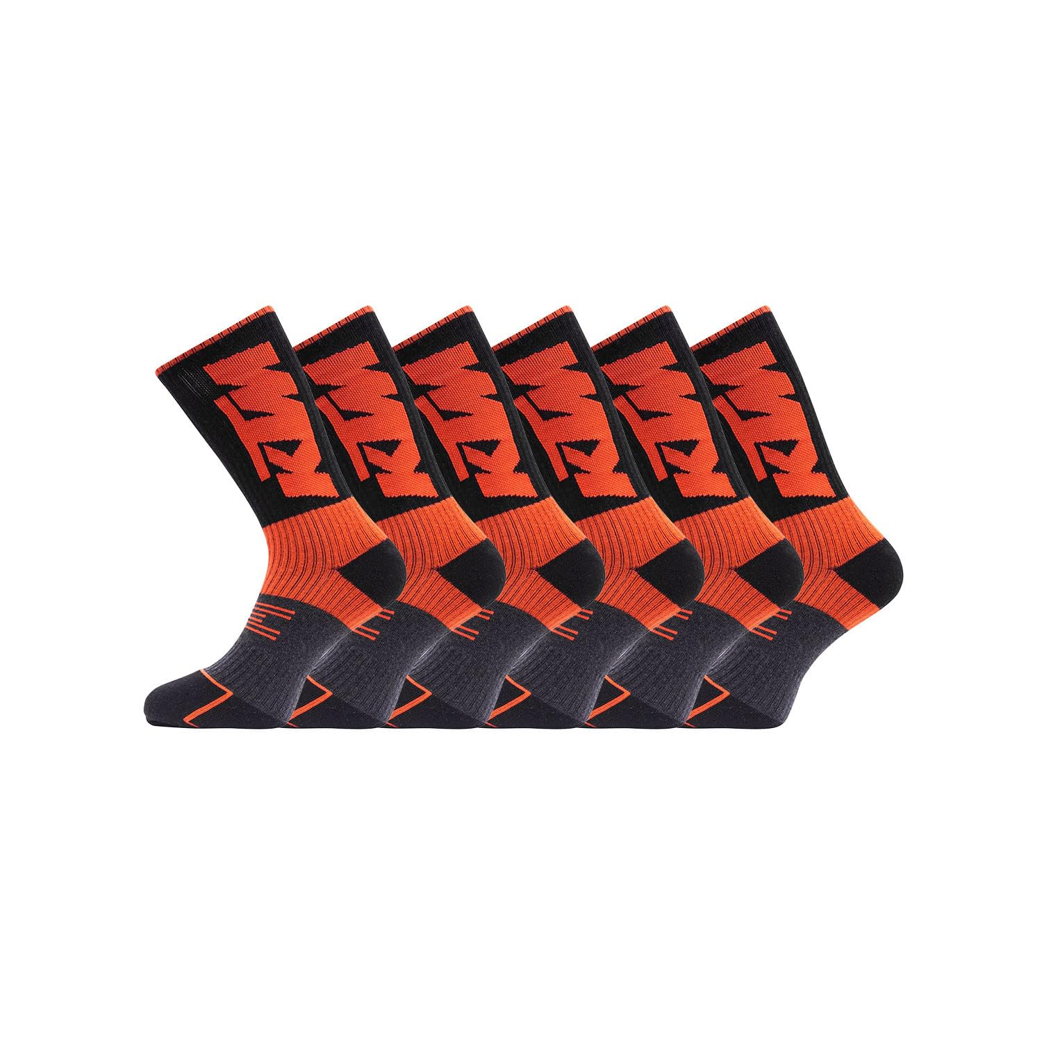 KTM Men's Socks – Pack of 6 – Men's High Socks, Black, 43-46
