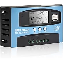 60A MPPT Solar Charge Controller, 12V/24V Auto Solar Panel Intelligent Regulator with Dual USB LCD Display Multiple Load Control Modes Timer Setting