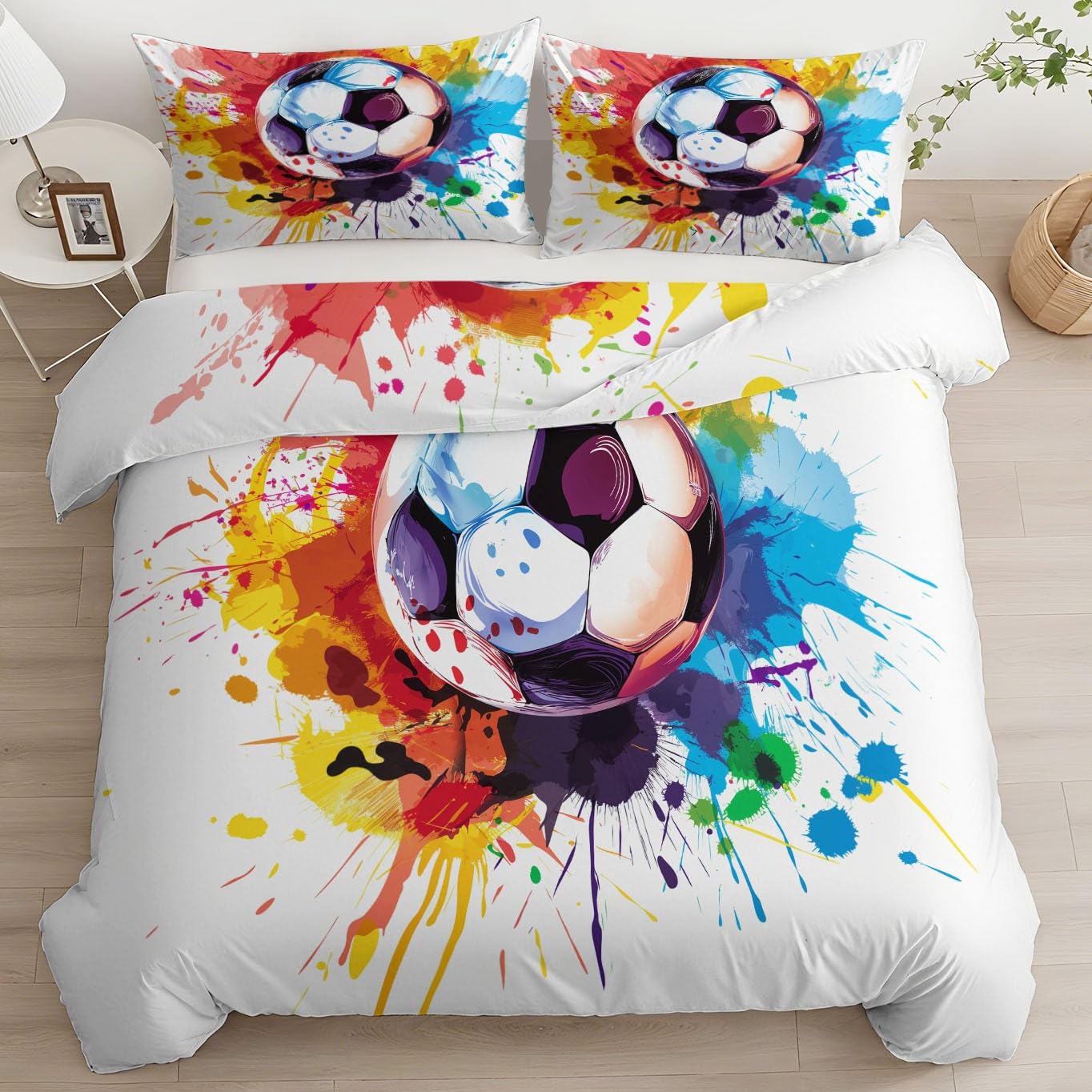 Parure de lit football en microfibre douce avec fermeture éclair pratique