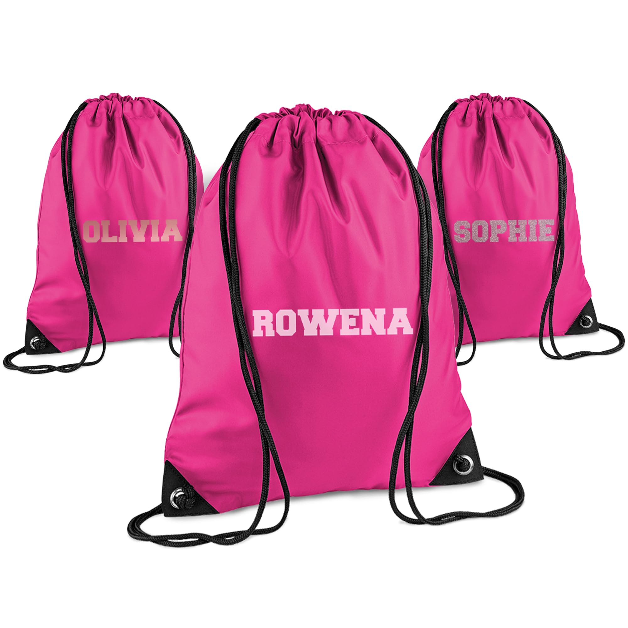 Print Maniacs Personalised Drawstring Bag for Kids Back to School PE Bag, Swim Bag with Name Ideal for Boys, Girls, Toddlers,and Primary School Students Perfect School Bag Fuchsia