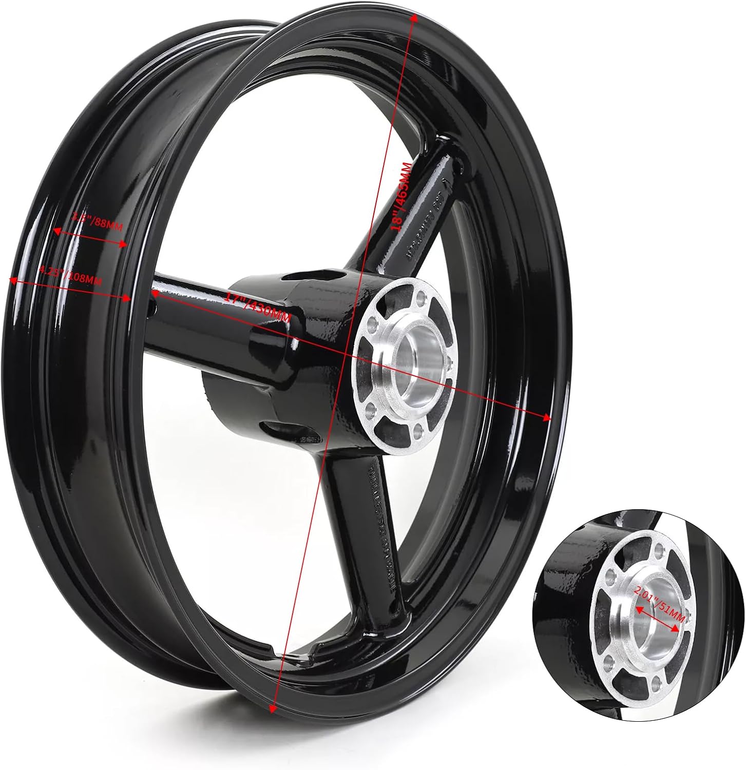 17"x3.5" Black Front Wheel Rim for Suzuki GSXR 600 750 2001-2005 GSXR 1000 01-04 SV1000 /S 03-07