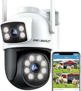 GENBOLT 3G/4G LTE External Camera with SIM, Dual Lens Surveillance Camera Without WiFi, 24/7 Continuous Recording, Auto Tracking, Night Vision IP66 【DC&POE】 asin的图片