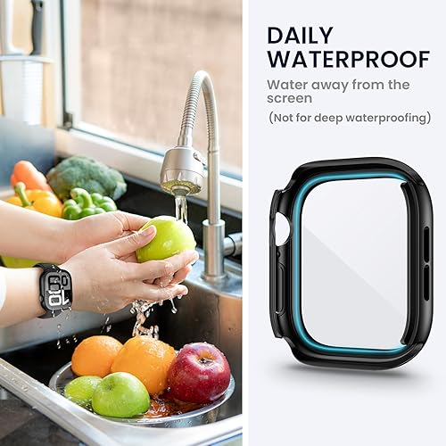 Vista 148 de Tensea - Funda protectora de pantalla impermeable para Apple Watch (2 en 1) para Apple Watch Serie SE 7, 5, 4, accesorios de 45 mm, iWatch protector