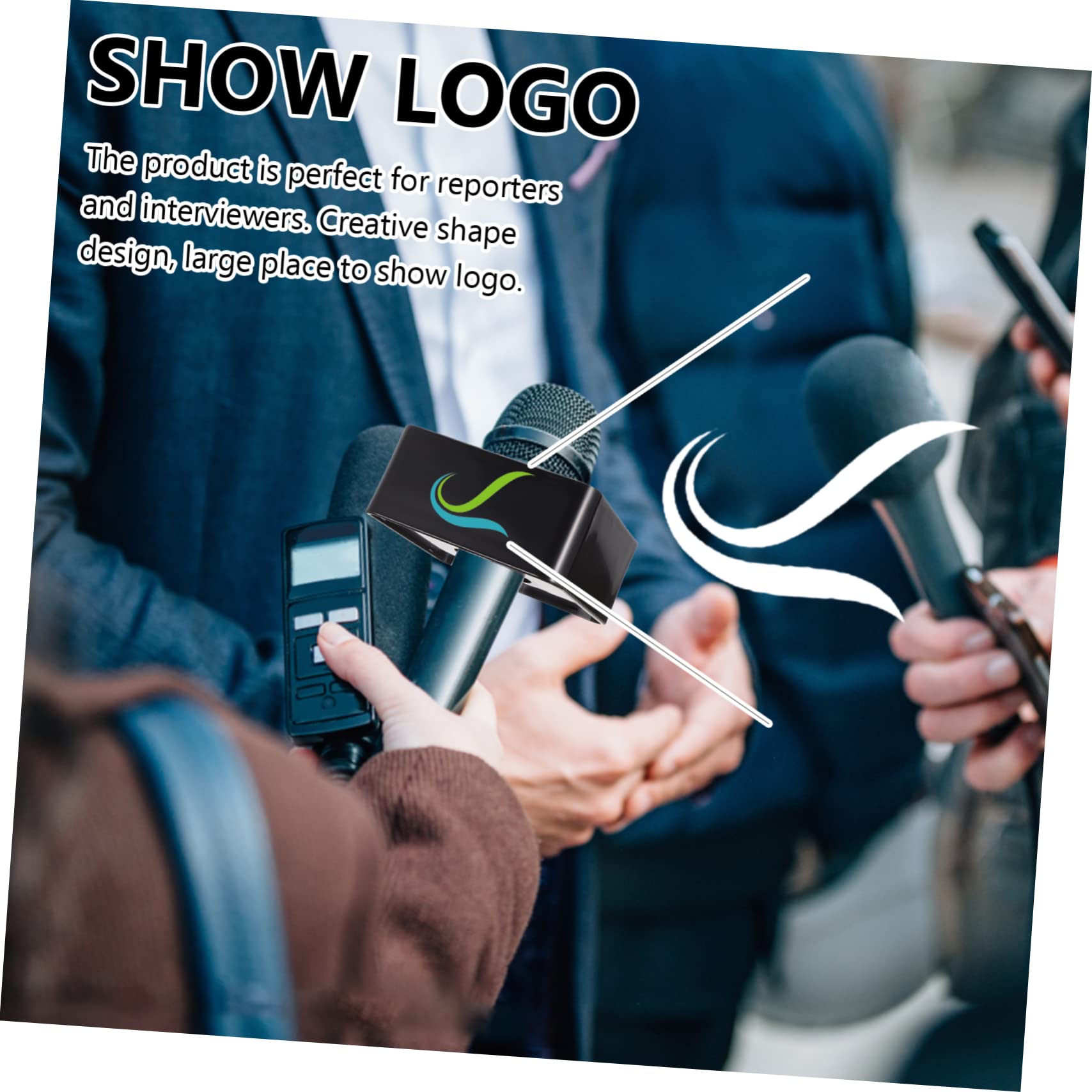 NUOBESTY 3 Pezzi Bandiera Con Logo Per Stazione Microfonica Ad Ampio Utilizzo Materiale Abs Nero Per Trasmissione