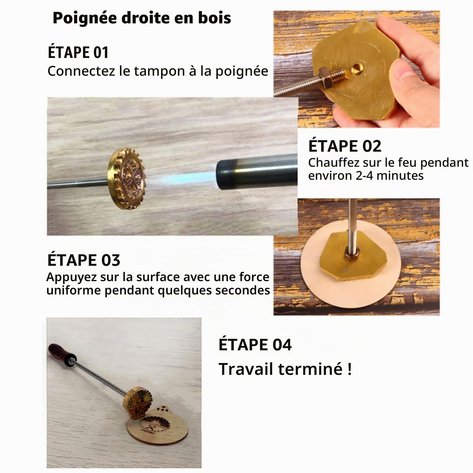 Fer de marque personnalisé pour bois - Logo du tampon en bois personnalisé comme cadeau pour le travail du bois et l'artisanat du cuir - Fer de marque alimentaire (3.8x3.8cm)