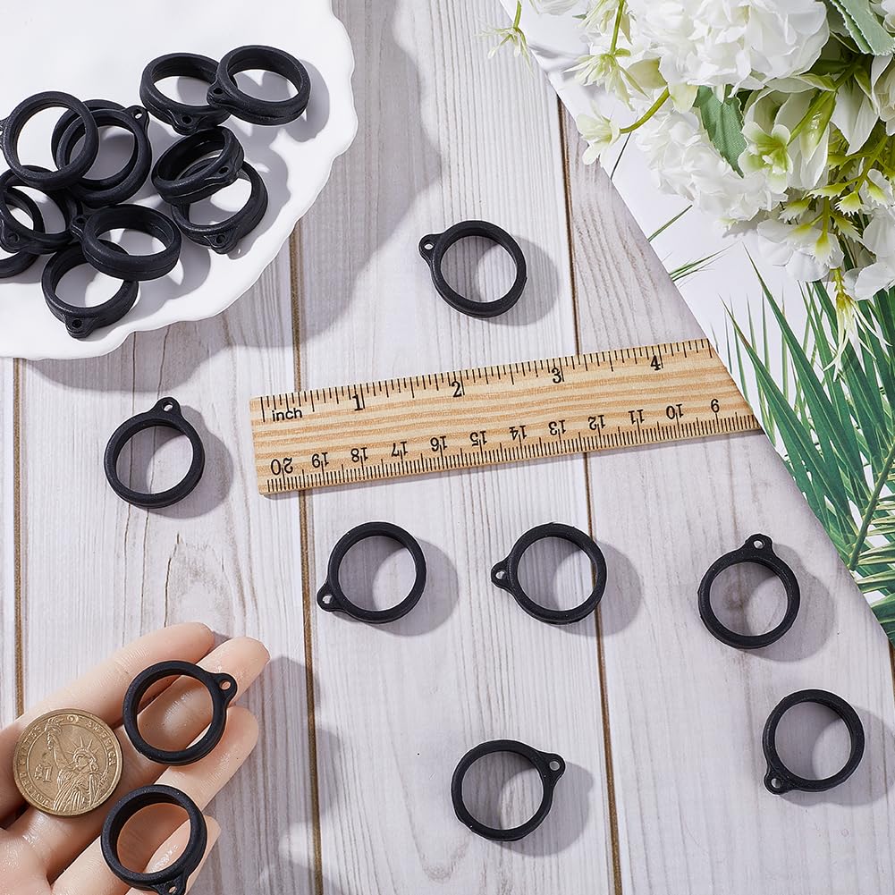 GORGECRAFT 20PCS Anti-Lost Silicone Rubber Rings 20mm Diameter Black Non-Lost O Rings Multipurpose Adjustable Holder Pendant for Necklace Lanyard Pens Device Keychains Office Supplies - Image 3