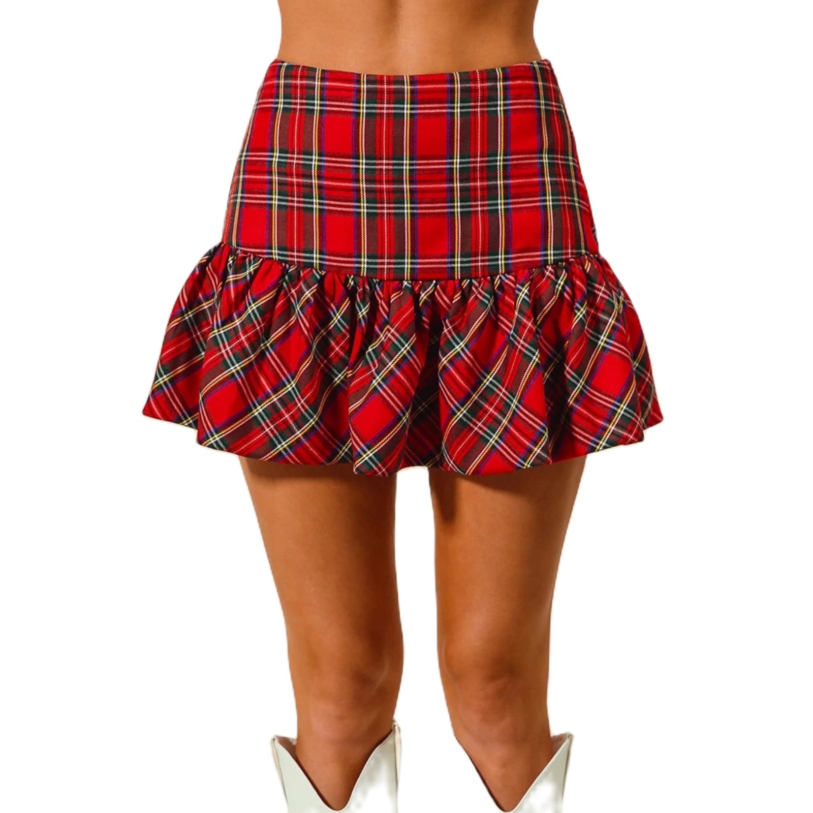 Womens Plaid Pleated Mini Skirts Y2k Low Rise A-Line Cute Uniform Short Skirts Schoolgirl Outfits