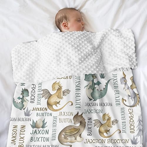 Miniatura 4 de Manta de regalo personalizada con diseño de dragones en acuarela de animales, manta para cama de bebé, con respaldo de puntos, para guardería,