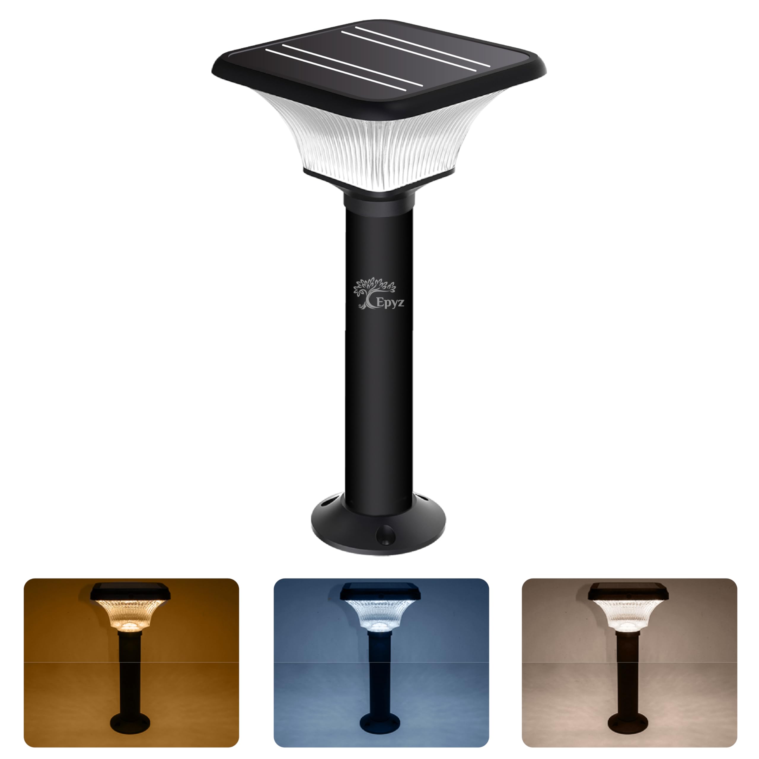 Epyz Solar Gate Pillar Light Outdoor with Long Pole Square Shape with 152 LEDs,12,000mah Battery, 3 Type of Lights, Application for Fence, Garden, Wall, Outdoor [ Multicolour ] (Square)