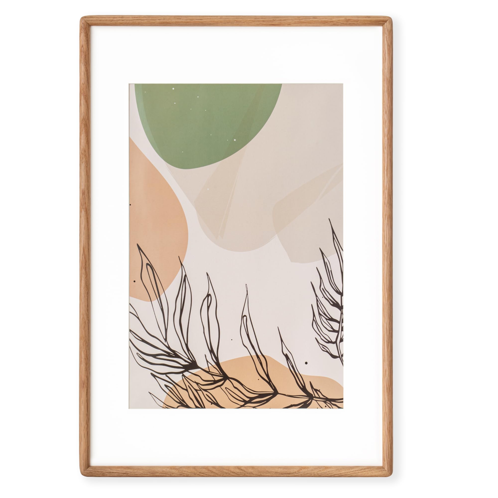 Axeman 16x24 Oak Frame - Rounded Corner 16 x 24 Picture Frame Matted to 12x18 - Natural Oak Wood Poster Frame with Tempered Glass for Wall Mount Display — image 1