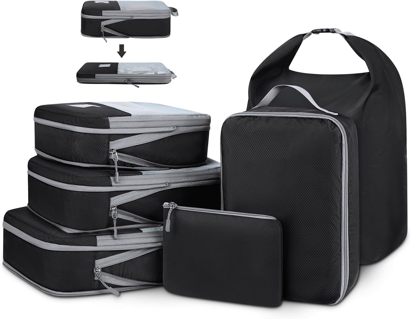 Organizer Valigia Compressione 5 Pezzi - Cubi Salvaspazio Per Vestiti, Scarpe E Biancheria - Foto 8