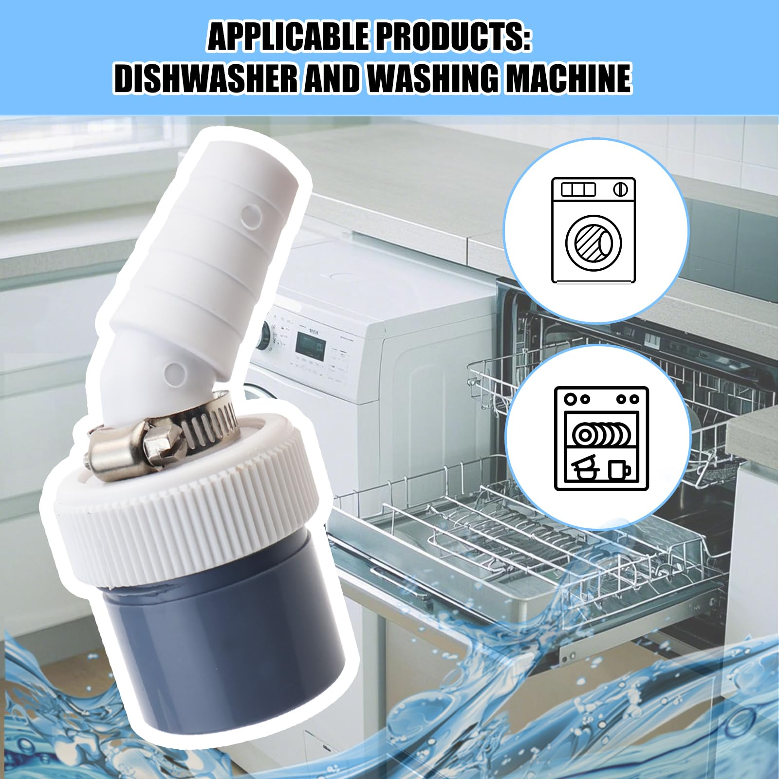 Adattatore Di Scarico Per Lavatrice E Lavastoviglie - PVC Resistente, Diametro 40mm Ingresso 18-24mm, Con Fascette Stringitubo, Sistema Antigoccia