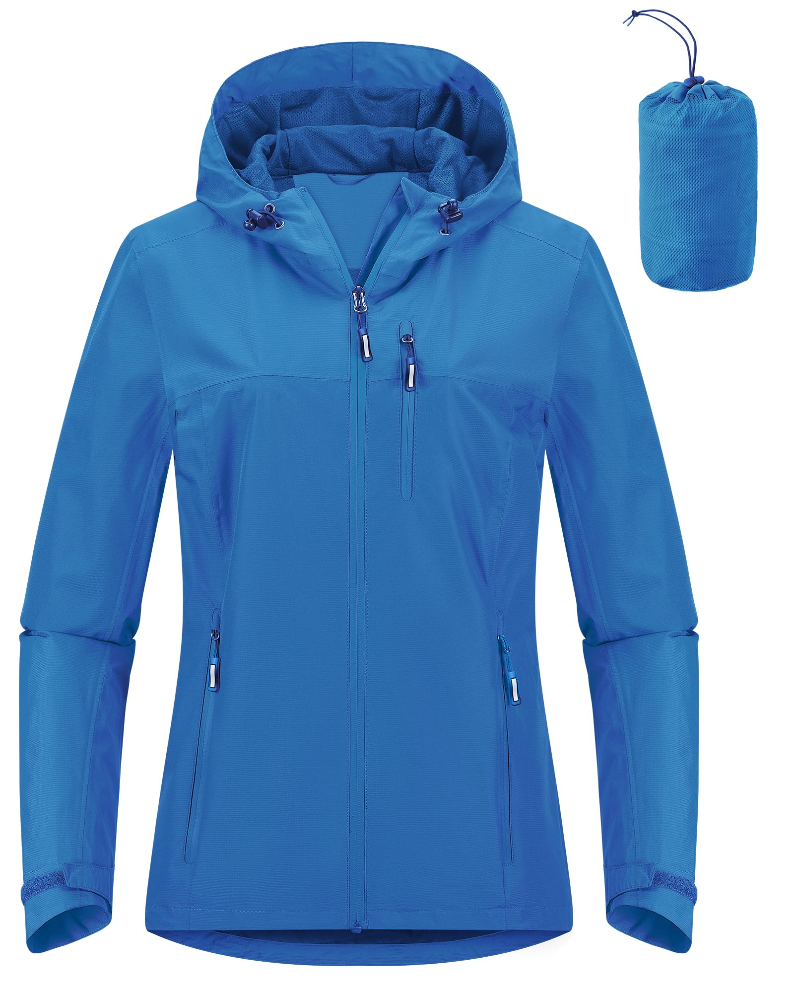 Outdoor Ventures Packable Rain Jacket Women Waterproof Raincoat with Hood