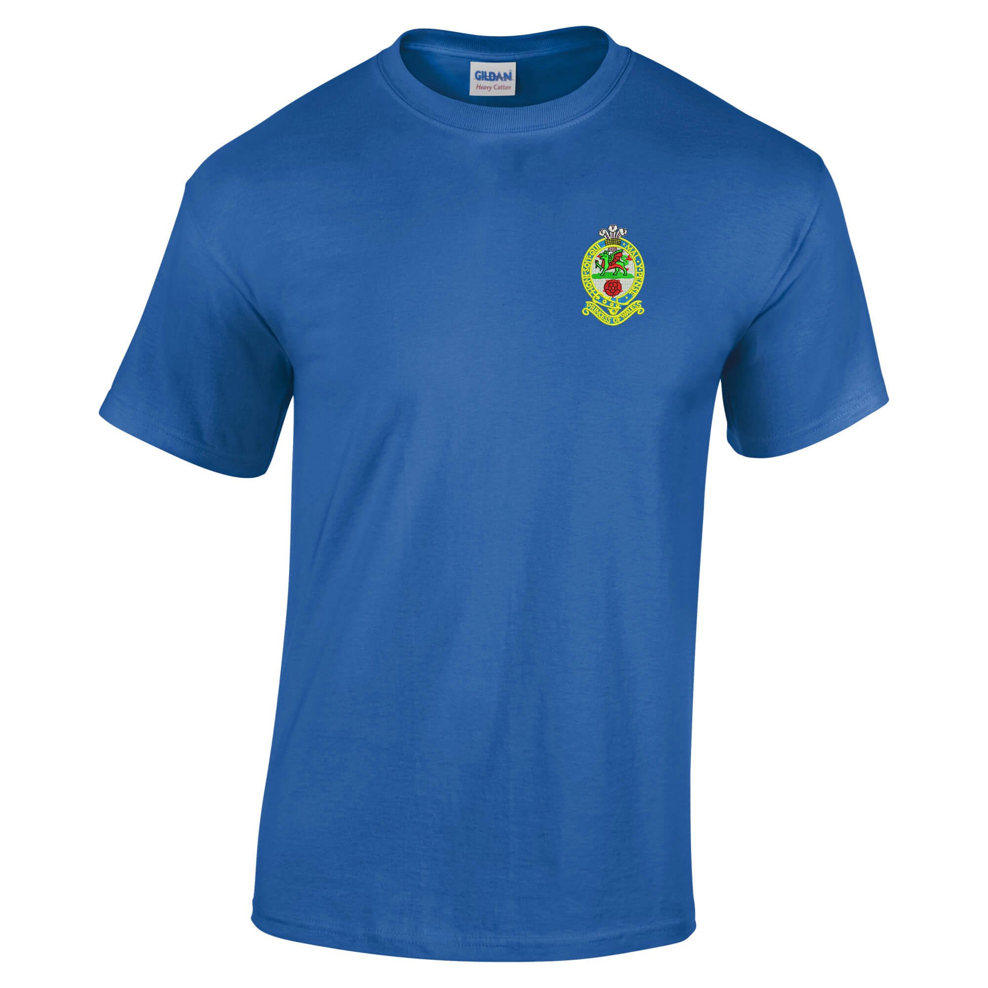 Pineapple Joe's Men's Royal Blue Princess Of Wales's Royal Regit Embroidered T-Shirt - Medium
