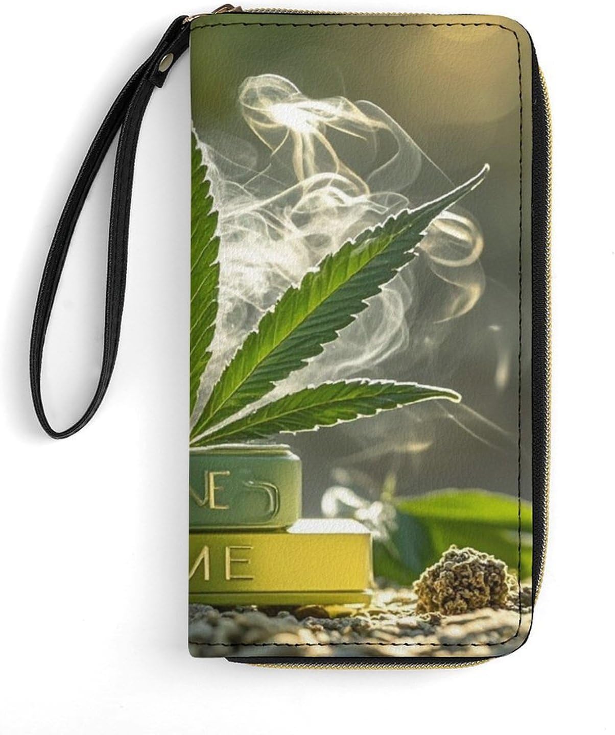 Weed Marijuana Wallet Cute Purse With A Rope And Zip Around Wristlet Wallet Fashion Pocketbook Exquisite Coin Purse Long Clutch Purse Multi Card Holder for Women