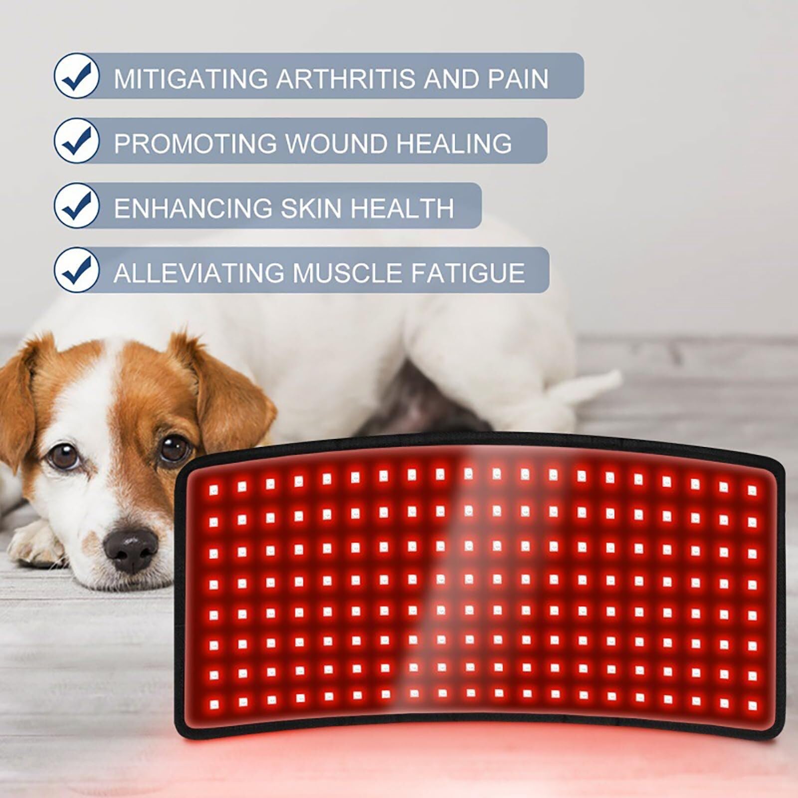 Cinturón de terapia de luz roja for mascotas, dispositivo de terapia de luz roja infrarroja antilamido portátil, for aliviar el dolor, cuidado de heridas en perros, gatos y caballos