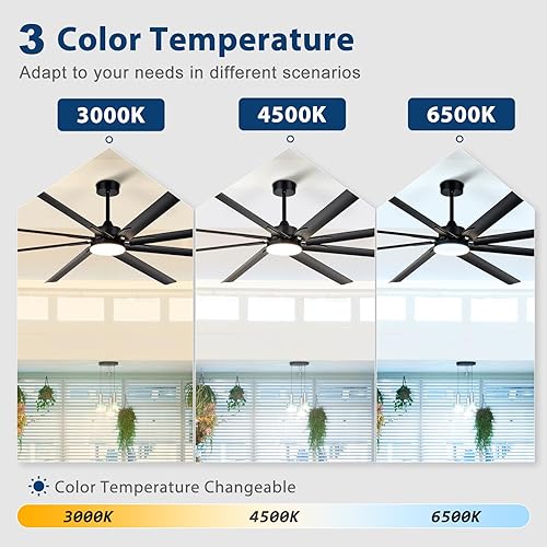 Miniatura 6 de Ventilador de Techo Grande con Luz: Ventilador Exterior de 100 Pulgadas - Ventilador de Techo Industrial con Control Remoto para Taller, Garaje,