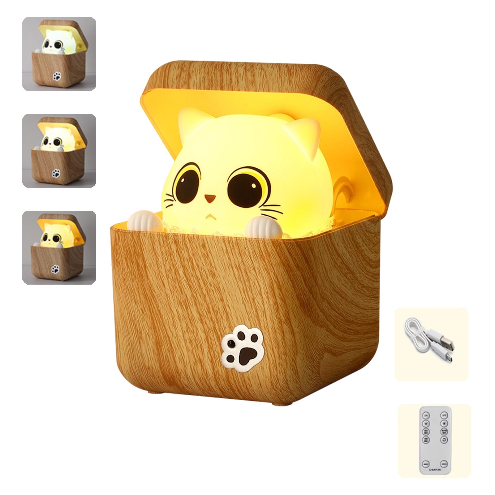 Veilleuse intelligente avec de chats timides et luminosité réglable, lampe de chevet pour les yeux, adaptée à la chambre d ' enfant, jolie lampe de nuit en forme de chat
