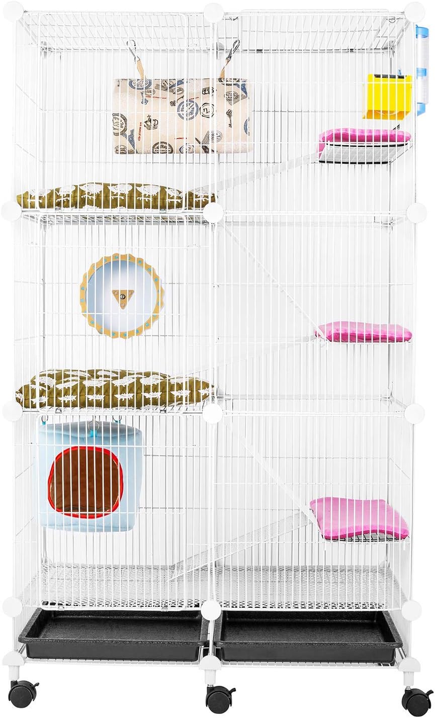 Pet Cage Hutch for Squirrel/House Cat/Bunny/Ferret/Chinchilla/Guinea Pig or Other Small Animals, Expandable, Three-Story