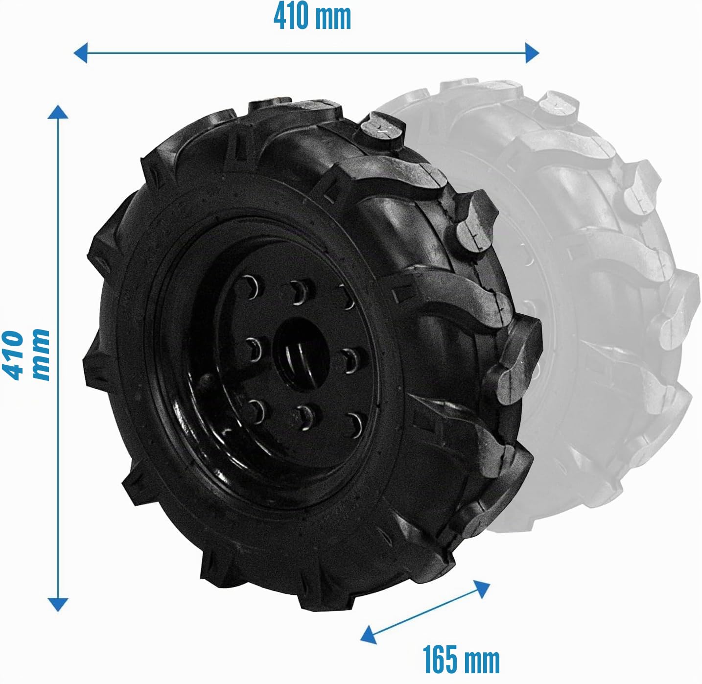 Güde 95182 Set Ruote Doppio Pneumatico GDB 62 (2 Ruote 4.00-8, 2 adattatori, Adatto per: 95180 e 95187 motocoltivatore), Blu