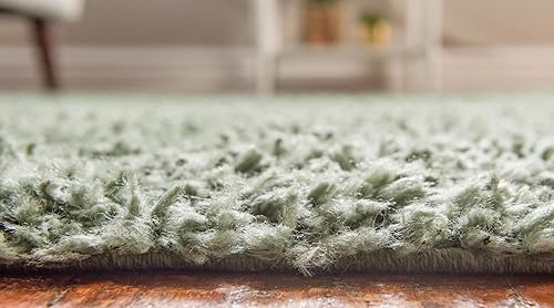 Miniatura 6 de Rugs.com Zermatt Shag Collection - Alfombra de 10 x 14 pies, color salvia, perfecta para salas de estar, comedores grandes y planos abiertos