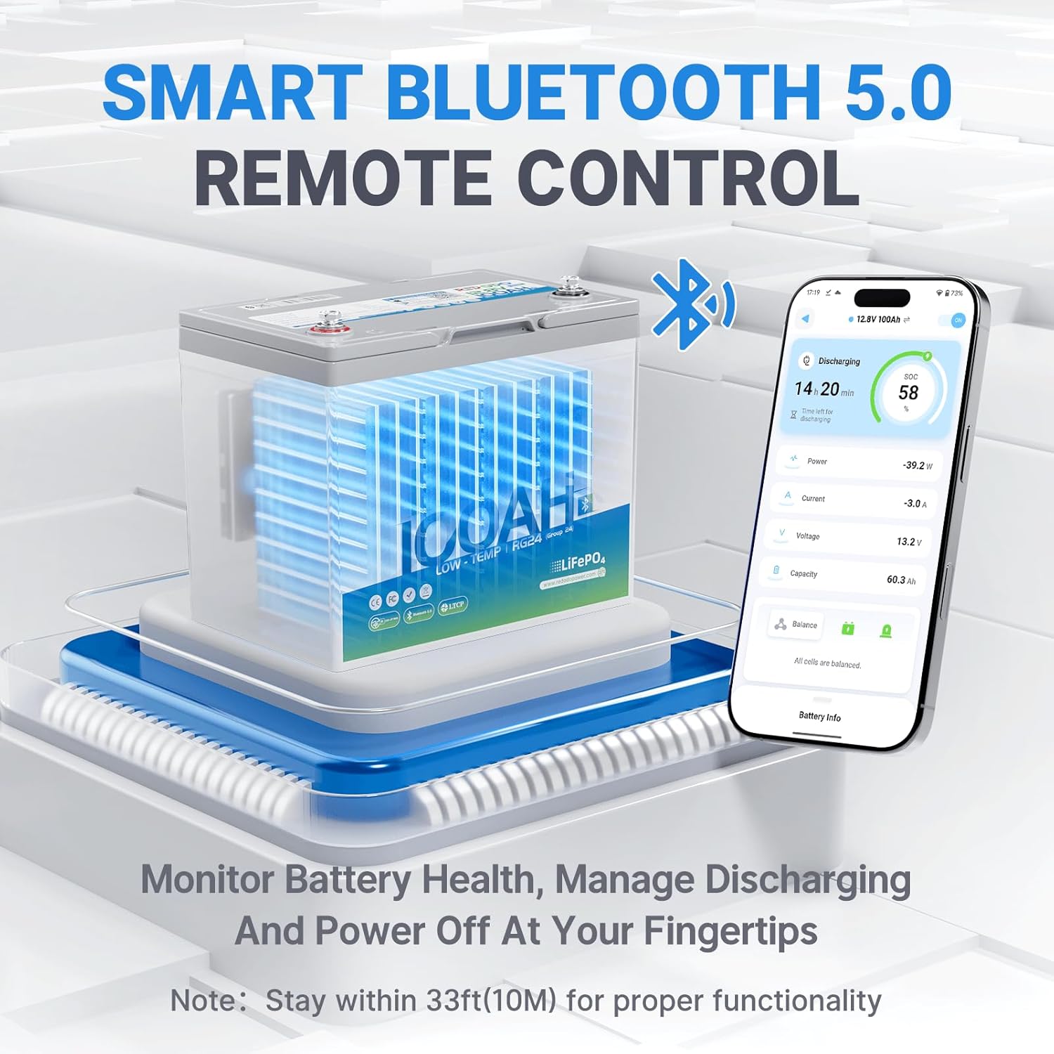 Redodo 12V 100Ah LiFePO4 Battery Bluetooth, Low-Temp Protection BCI Group 24 Lithium Battery for Trolling Motor, Bulit-in 100A Smart BMS, Perfect for Marine, Boat, RV, Solar and Off Grid