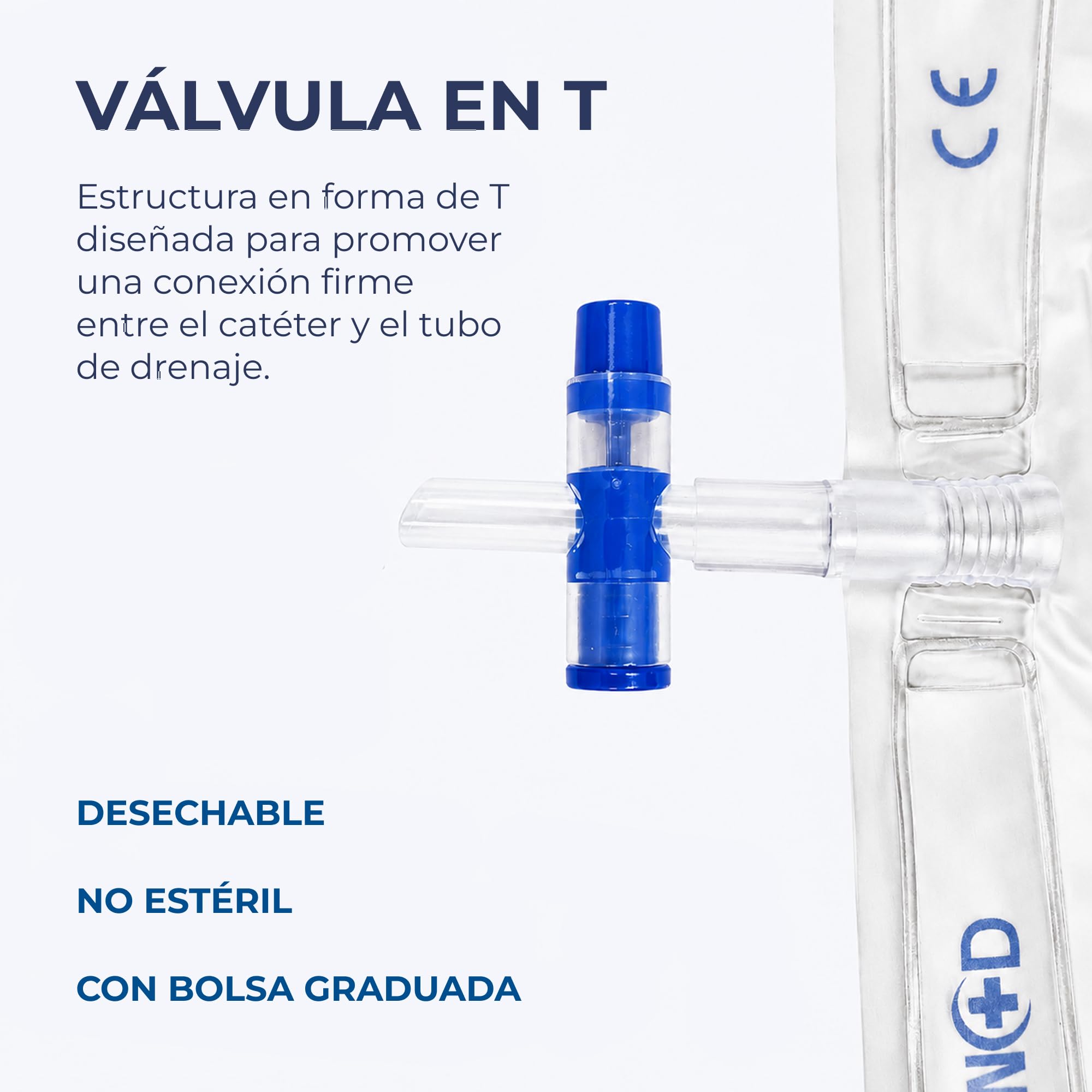 Bolsa de orina no estéril – 25 piezas | tubo 90 cm | Bolsa drenaje urinario con grifo en T y válvula antirreflujo | Escala graduada desechable