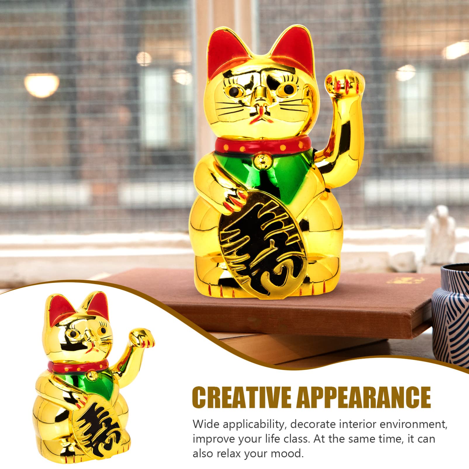 PRETYZOOM 5St Glückskatze Dekoration Maneki Thekendekor goldene Verzierungen Mini- für den einzug buisiness Winkende Handpfote nach Oben Katze Haushalts-Desktop- Plastik