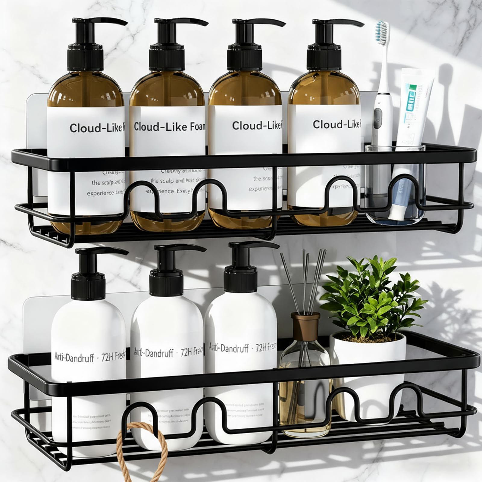 Dimyno Adhesive Shower Caddy Large Capacity Shower Racks for Inside Shower No Drill Bathroom Shower Organizer and Storage