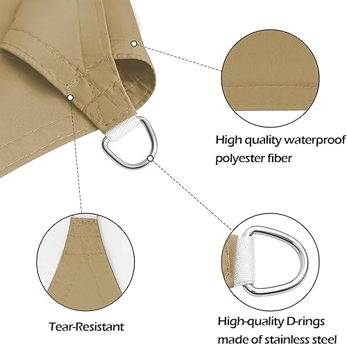 Miniatura 3 de Toldo tipo vela para exteriores, 20 x 20 pies, 19.7 x 19.7 ft, vela impermeable con bloqueo UV, tela resistente, protección solar, resistente al