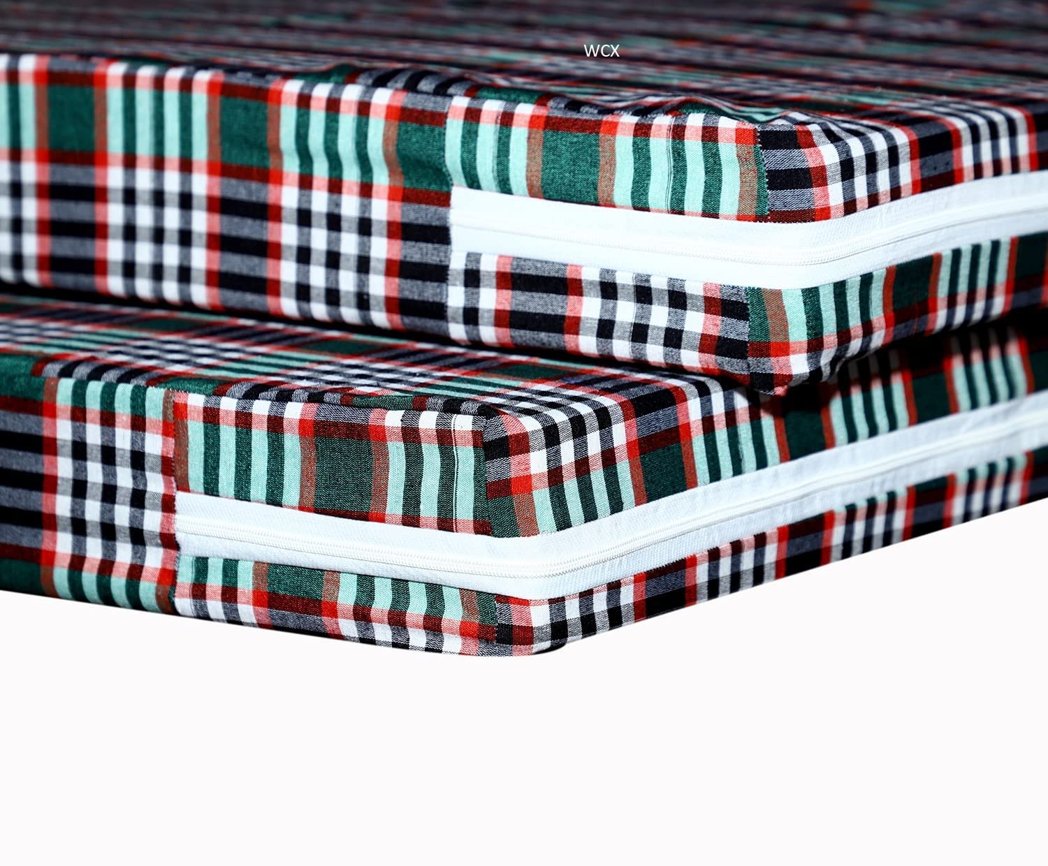 NOSAJO Cotton Mattress Cover for Double Bed with Zip/Chain 78x36x6, Set of 2 Multicolour