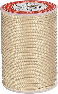 uxcell Round Leather Sewing Waxed Thread, 55m / 60 Yards Wax Polyester String, 0.8mm Waxed Stitching Cord for Leather Crafts, Bookbinding, Bracelets Braided, Dark Linen
