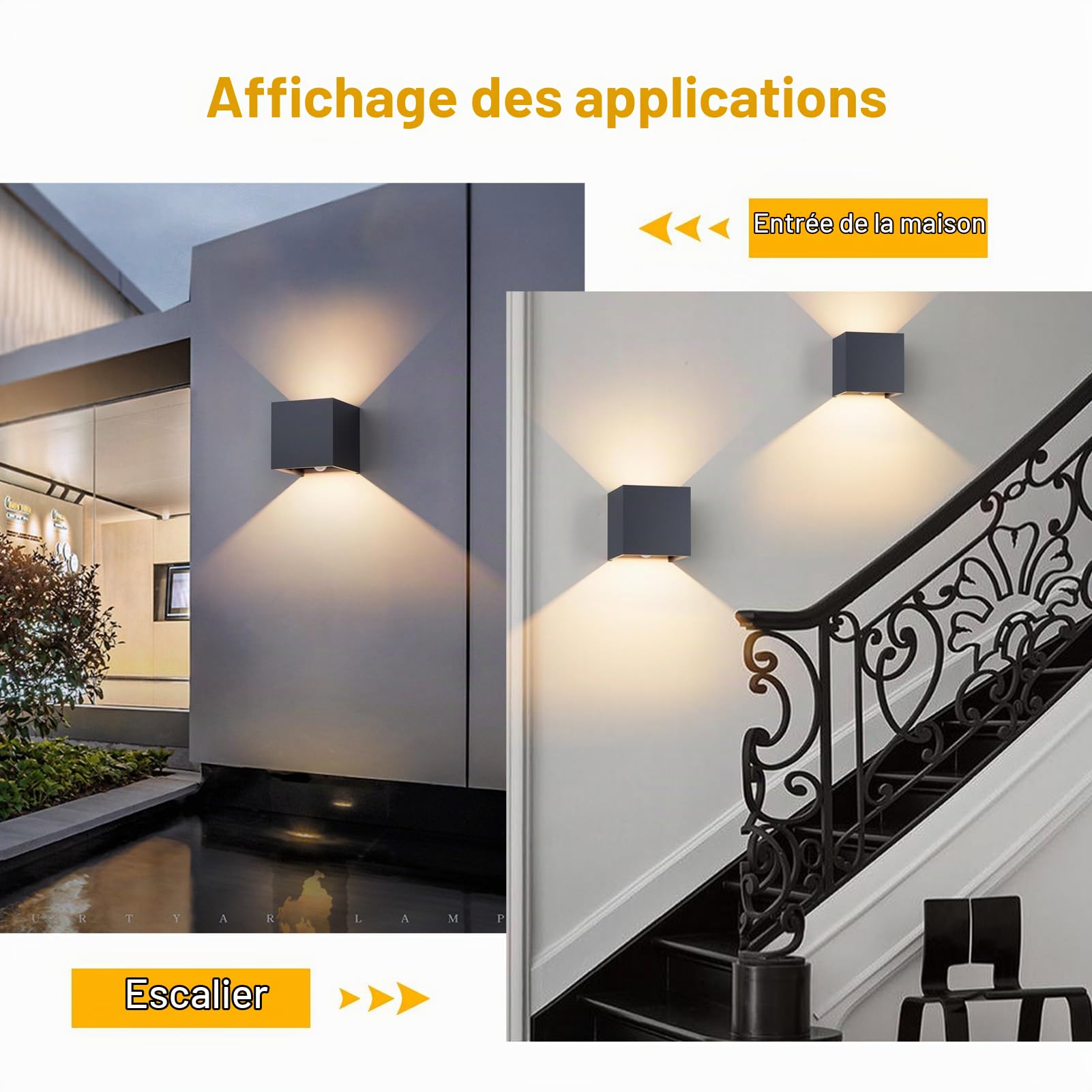 Klighten 4PCS Applique Murale Extérieur avec Détecteur de Mouvement 12W,IP65 Éclairage Mural extérieur/intérieur avec Angle de Faisceau Réglable, Applique Murale Up Down,3000K,Anthracite