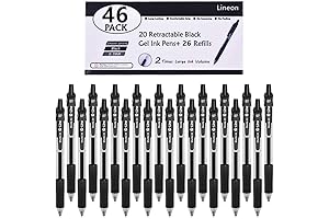 Black Gel Pens 46-Pack for Professionals