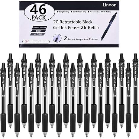 Black Gel Pens 46-Pack for Professionals