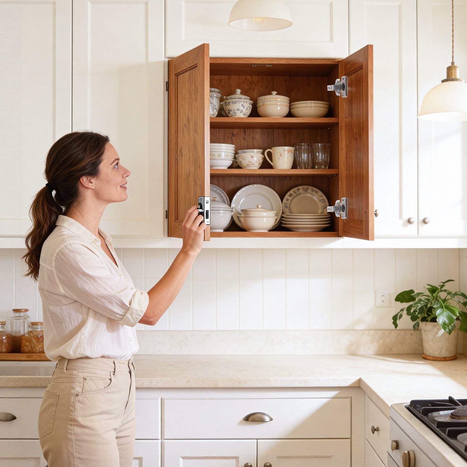 Oderra Cerniere per Ante Cucina con Chiusura Automatica e Ammortizzatore Idraulico, 2 Pezzi, 105 Gradi, per Mobili/Armadio, Facile Installazione, Cerniere a Scomparsa per Porte