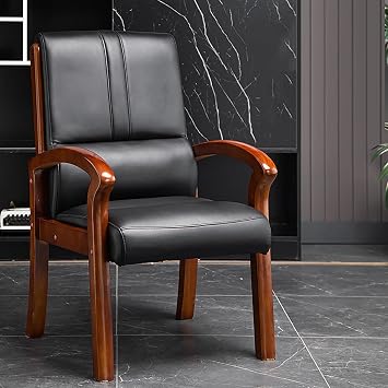 Dining Chairs,Mid Century Modern Chair, Upholstered Lounge Arm Chair with Solid Wood Frame, Comfy Guest Chair Leather Accent Chair for Living Room, Bedroom, Reading, Reception, Cof
