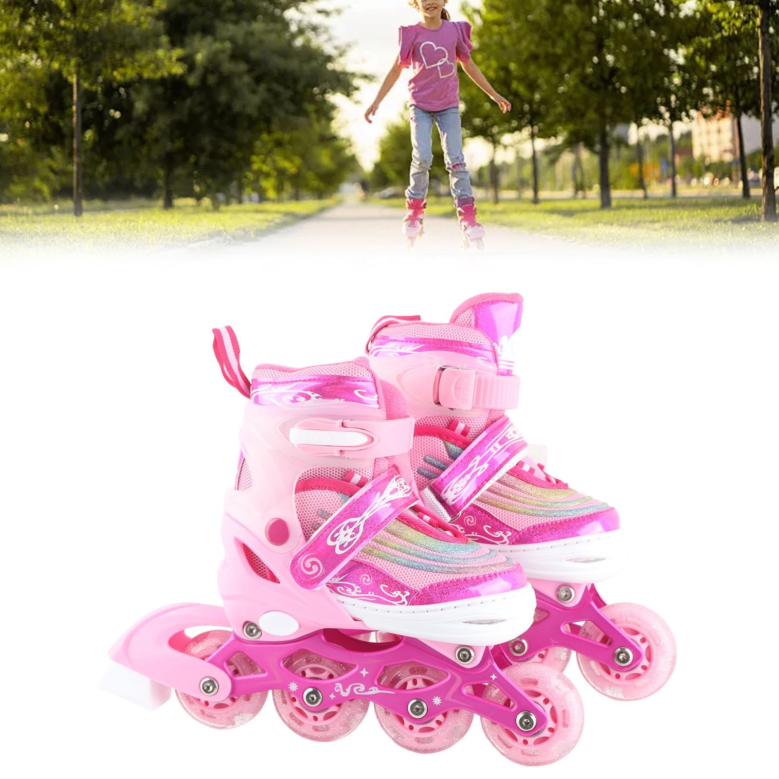 NDNCZDHC Children Roller Skates, Adjustable Roller Skates Portable Children Skating Shoes for Sport (S)