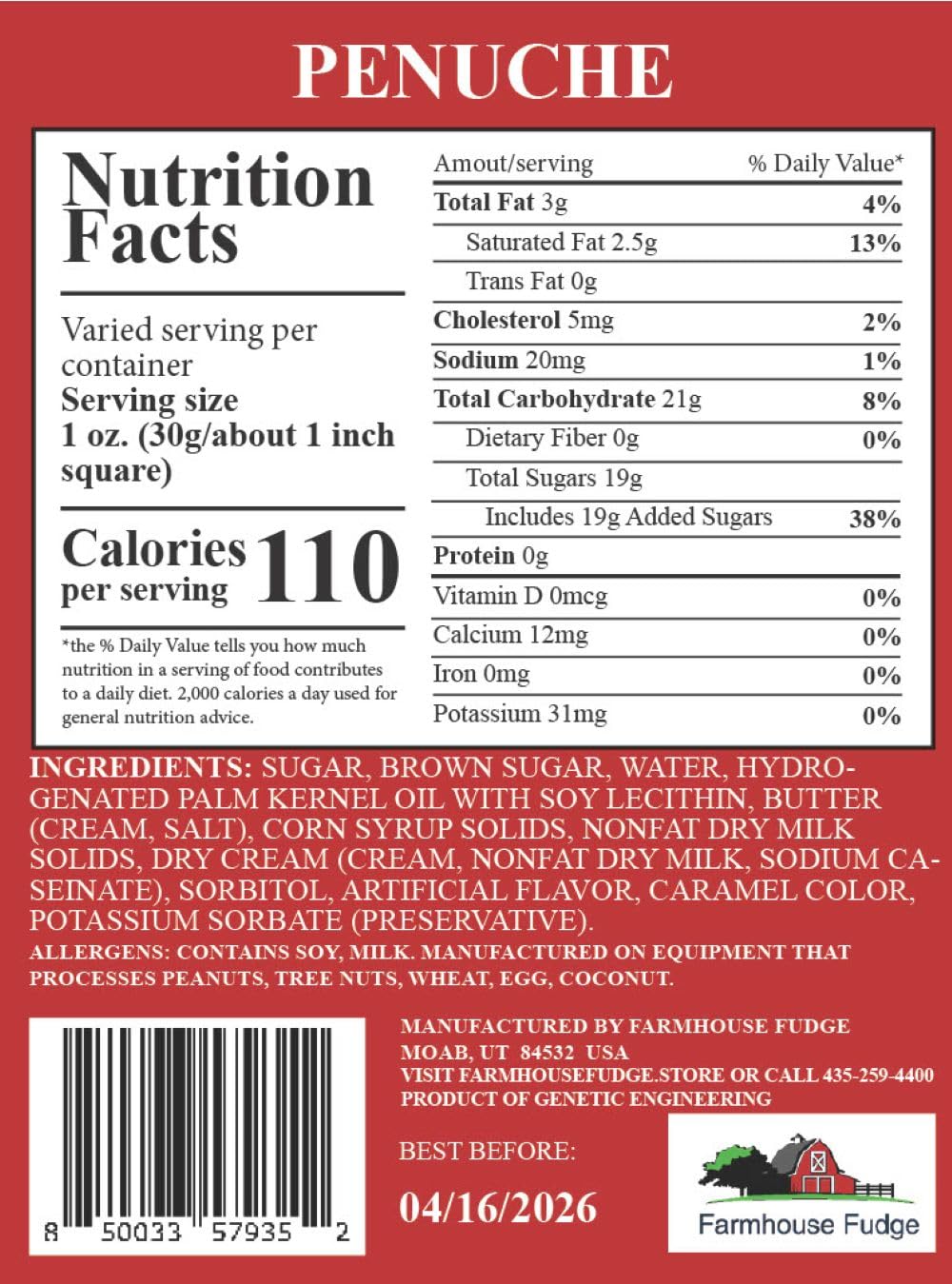 Farmhouse Fudge – Penuche Fudge, 16 oz – Rich & Creamy Brown Sugar Fudge, Gourmet Candy Gift