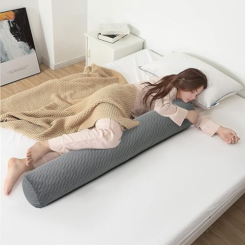 Miniatura 1 de MeMoreCool Almohada larga de cuerpo redondo para adultos almohada de felpa esponjosa de lujo con inserto de espuma triturada almohada cilíndrica