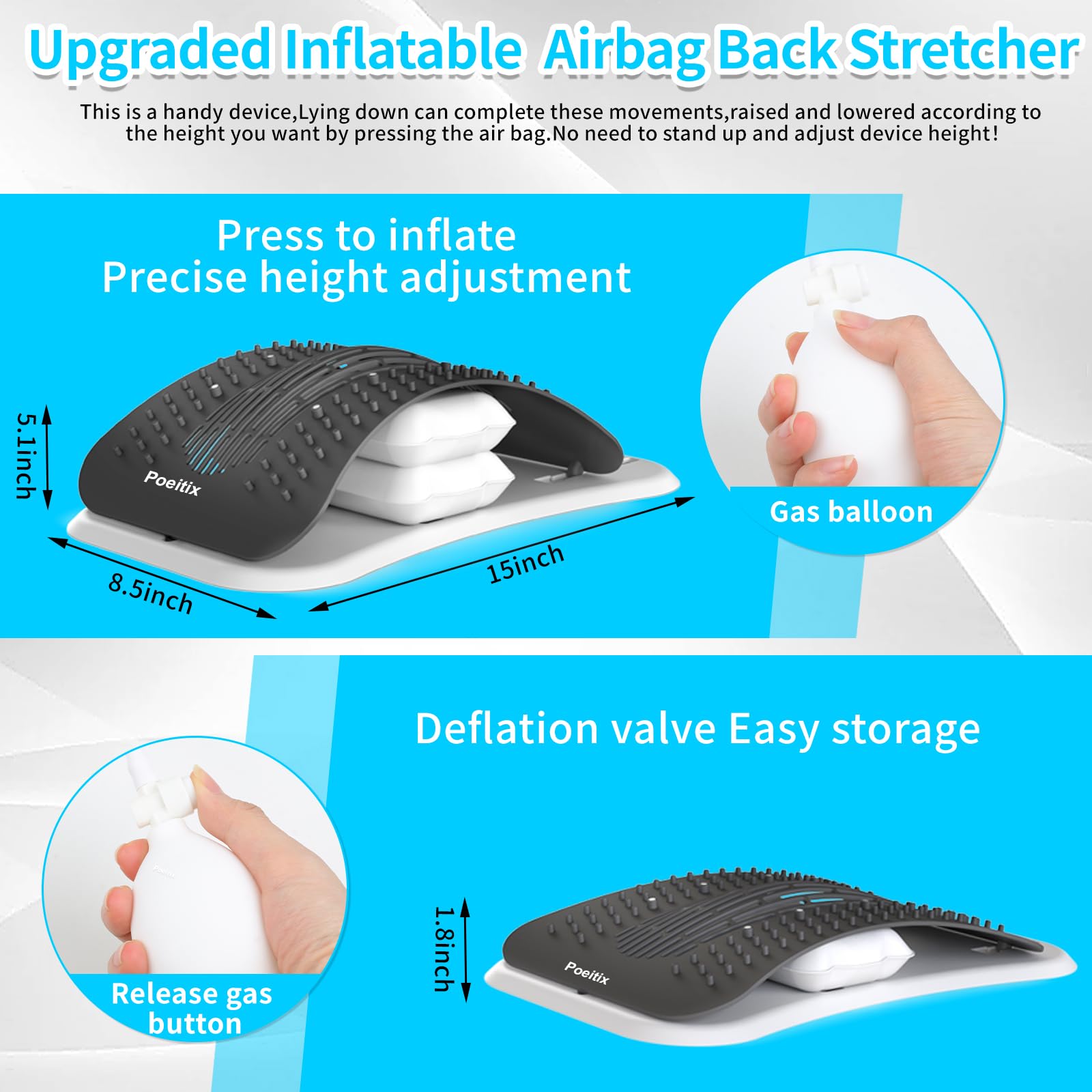 Snapklik.com : Back Stretcher For Lower Back Pain Relief,Adjustable Air ...
