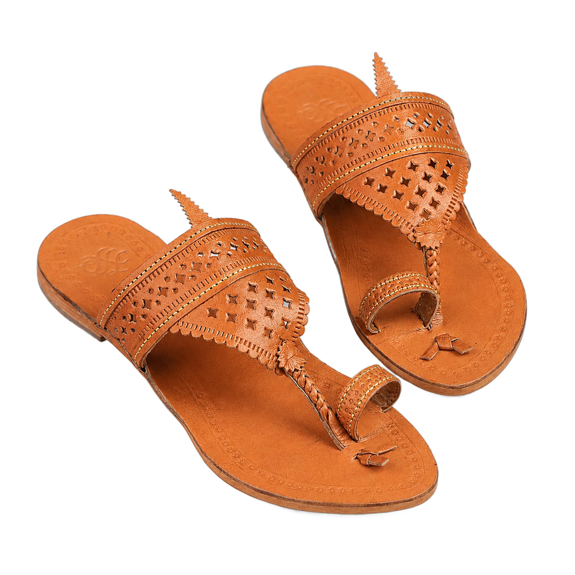 Tarika Women's Kolhapuri Chappal for Women | Genuine Leather Handmade GI-Tagged Ethnic Sandals | Tan Flat Slippers for Casual & Office-image-38