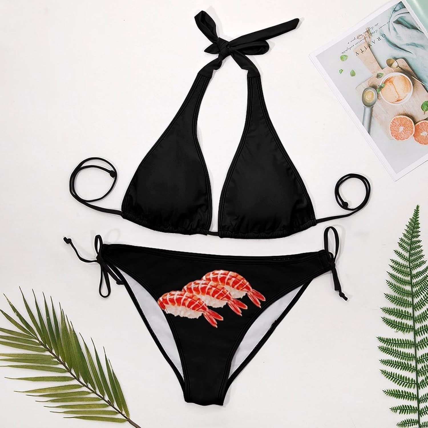 Sushi1 Shrimp Novelty Women's 2 Piece String Bikini Set Swimsuits Bathing Suit Swimwear