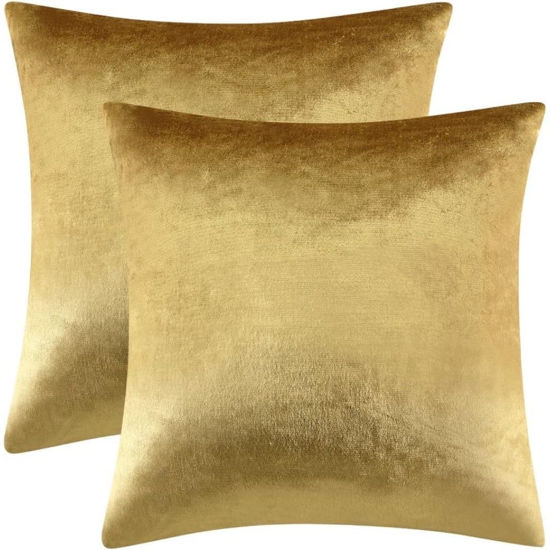 Housses de coussin velours doré de 2 pièces pour un salon cocooning chic