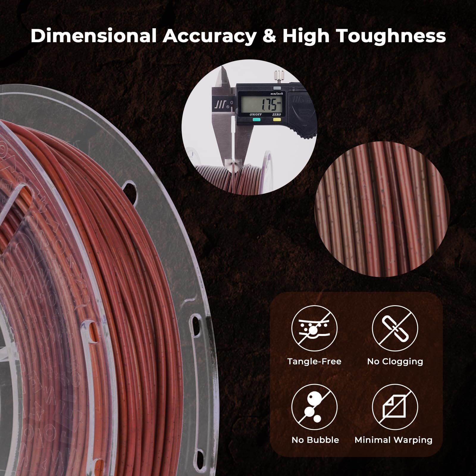 AMOLEN – Paquete de filamento de mármol PLA de 1.75 mm, filamento PLA arcoíris para impresora 3D, filamento de impresión 3D con precisión dimensional +/- 0.02 mm, 200 g x 4 carretes compatible con la
